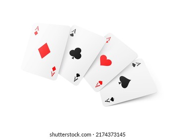 Playing cards set. Vector illustrations of cards with suits isolated on white background. Ready for your design. EPS10.