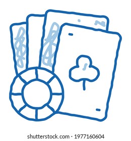 Playing Cards sketch icon vector. Hand drawn blue doodle line art Playing Cards sign. isolated symbol illustration