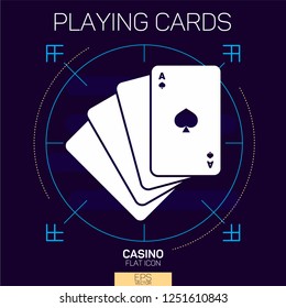 Playing cards with spade suit flat icon
