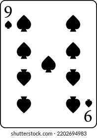 Jugando cartas. Espadas nueve. Un mazo de cartas de póquer.