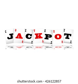 Playing cards spelling jackpot logo vector illustration
