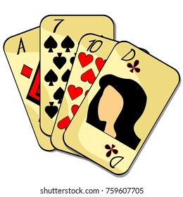 playing cards suit lady ace  vector illustration