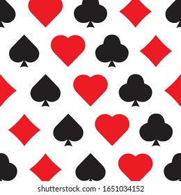 playing Cards suit seamless pattern background game. Vector illustration on white