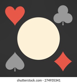 Playing cards suits background with copyspace. Suitable for infographics and web template. Vector illustration.