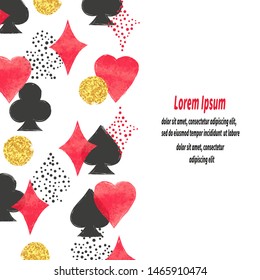 Playing cards suits background. Poker border.