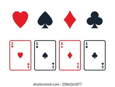 Playing cards suits icon set - spade, clover, heart, diamond