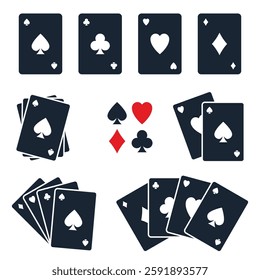 Playing cards suits icon set - spade, clover, heart, diamond