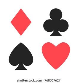 Playing cards suits symbols icons set. Vector illustration.