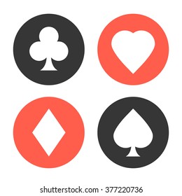 Playing cards suits symbols set. Vector icons set