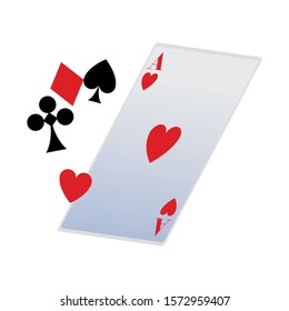 playing cards symbols and ace of heart card icon over white background, vector illustration