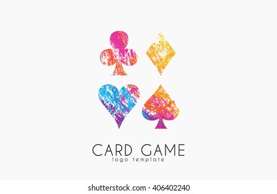 Playing cards symbols. Card game logo. Casino logo