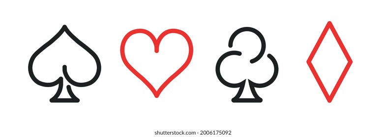 Playing cards symbols icons for poker