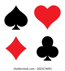 Playing cards symbols isolated on white background.