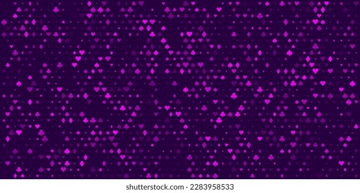 Playing Cards Symbols Purple Luxury Pattern. Gambling Pattern Wrapping Texture Background. Vector Illustration.