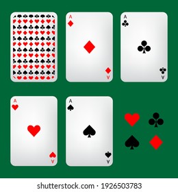 Playing cards and symbols, vector illustration.