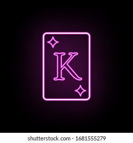 Playing cards tambourine k neon icon. Simple thin line, outline vector of casino icons for ui and ux, website or mobile application