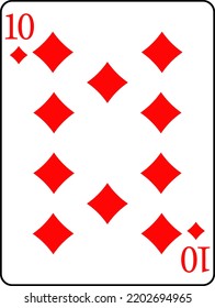 Playing cards. Ten diamonds. A deck of poker cards.