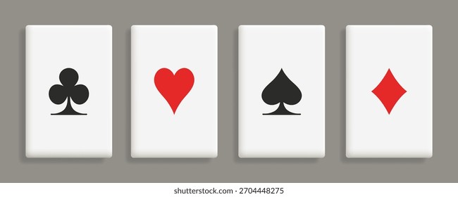 Jogando cartas. Placas 3d vetoriais isoladas sobre fundo marrom.