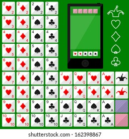 Playing cards. Vector flat game design for app