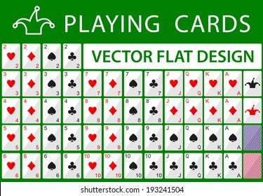 Playing cards. Vector flat game design for app