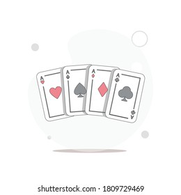 playing cards vector flat illustration on white