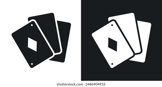 Playing cards vector icon set in solid black and white color