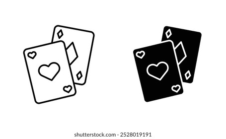 Playing cards vector icon set in black and white color.