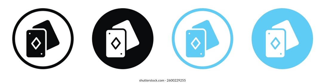 Playing cards vector icons in black and blue colors