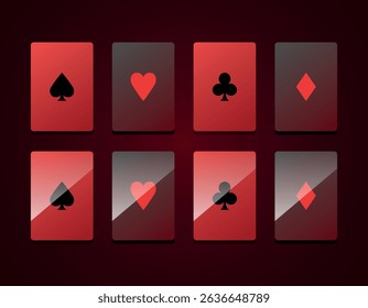 Playing cards. Vector illustration isolated on dark background.