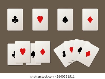 Playing cards. Vector illustration isolated on dark background.