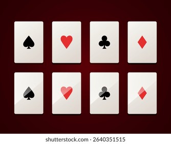 Playing cards. Vector illustration isolated on dark background.