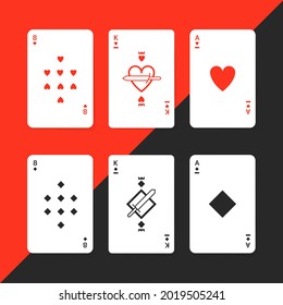 playing cards vector isolated red black simple modern