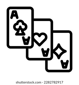 Playing Cards Vector Line Icon Design