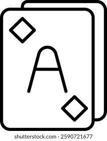 Playing Cards Vector Line Icon Design