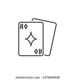 Playing cards vector linear icon - poker concept symbol in outline style