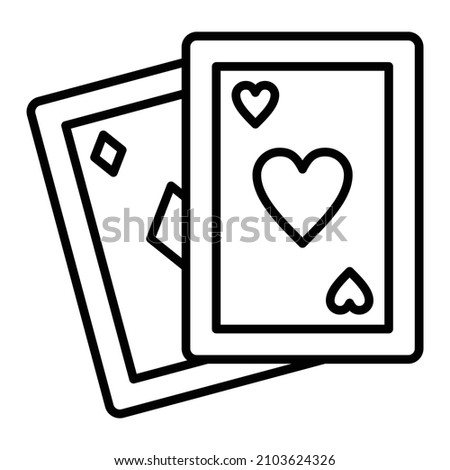 Playing Cards Vector Outline Icon Isolated On White Background
