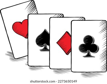 Playing cards vector sketch icon isolated on background. Hand drawn Playing cards icon