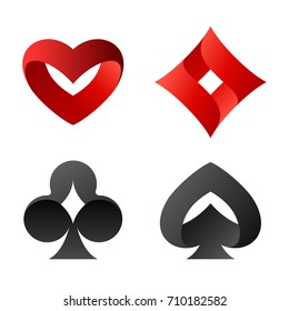 Playing cards vector symbols. 
spades, hearts, diamonds, club Logos.