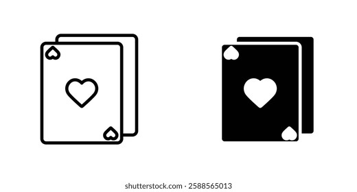 Playing cards vectors icons set in filled and strokes on white background