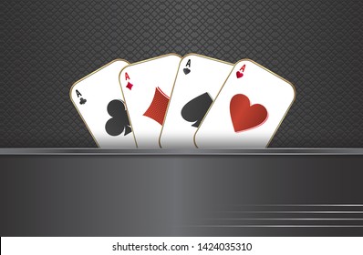 Playing cards.Metal background.Playing aces of all stripes