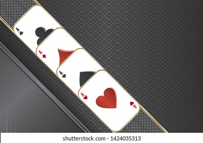 Playing cards.Metal background.Playing aces of all stripes