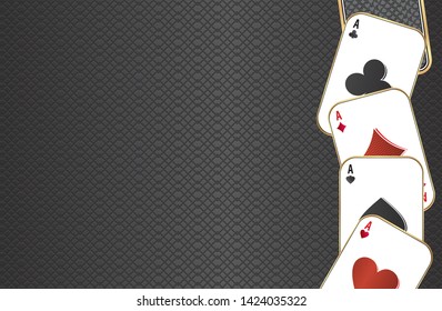 Playing cards.Metal background.Playing aces of all stripes