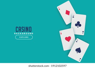 playing casino cards on turquoise background