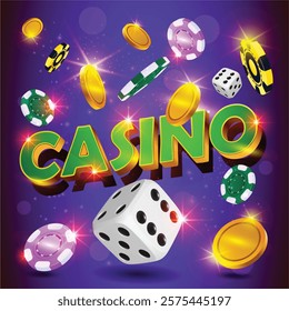 Playing Casino Game, Cards token, vector Background.