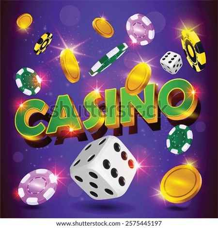 Playing Casino Game, Cards token, vector Background.