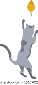 Playing cat, illustration, vector on white background.