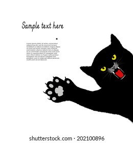 playing cat on a white background with space for your text