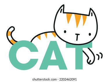 Playing Cat Word Vector Illustration