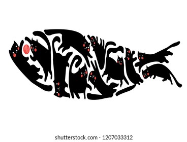 playing cats in the form of fish