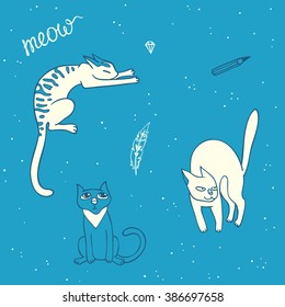 playing cats. vector background